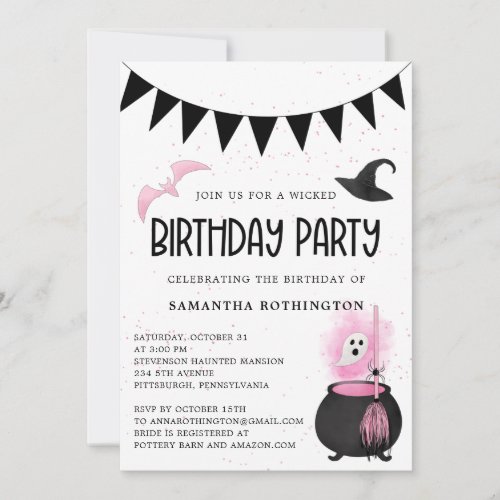 Girly Wicked Birthday Party Invitation 