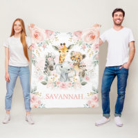 Girly Wild Animals Blush Pink Floral Jungle Baby