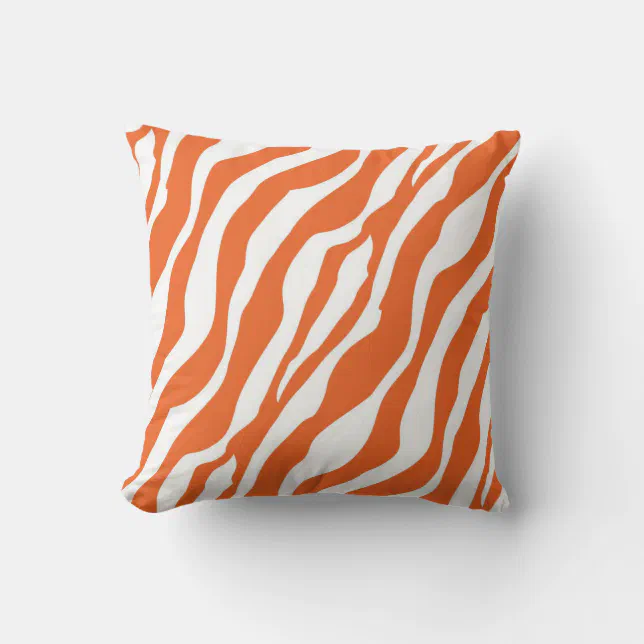 Girly Wild Orange Zebra Print Throw Pillow Zazzle