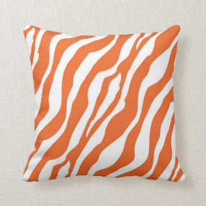 Girly Wild Orange Zebra Print Throw Pillow