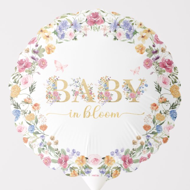 Girly Wildflower Garden Baby in Bloom Shower Balloon (Front)