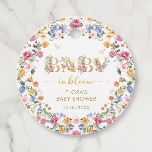 Girly Wildflower Garden Baby in Bloom Thank You Favor Tags