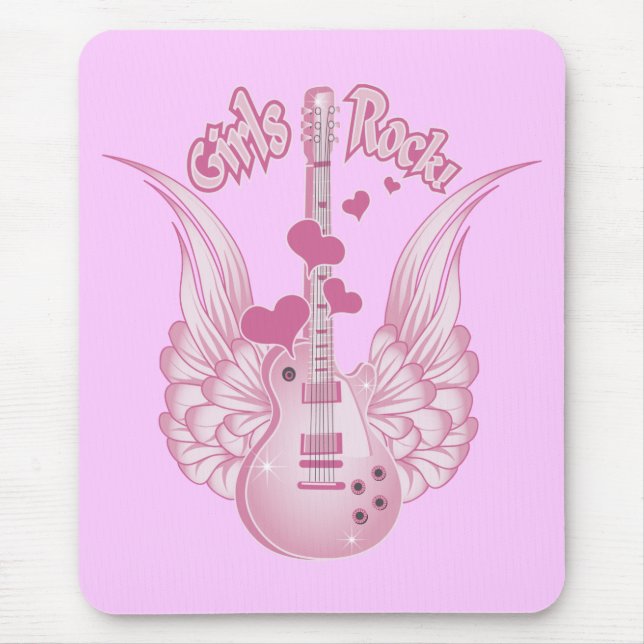 Girly Winged Guitar Mouse Pad (Front)