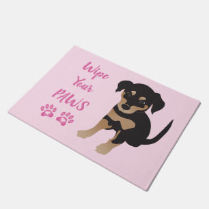 Girly Wipe Your Paws Cute Puppy Pink Doormat