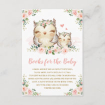 Girly Woodland Floral Owl Bring a Book for Baby Enclosure Card