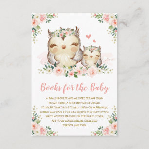 Girly Woodland Floral Owl Bring a Book for Baby Enclosure Card