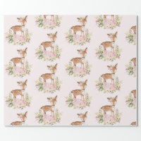 Forest Woodland Animals Fox, Deer, Rabbit & Floral Wrapping Paper