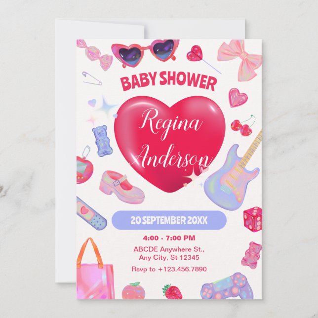 Girly y2k Baby Shower  Invitation (Front)