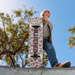 Girly Y2K Leopard Print Custom Skateboard D