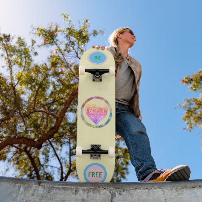 Girly Yellow "Be Free" Skateboard (Outdoor 1)