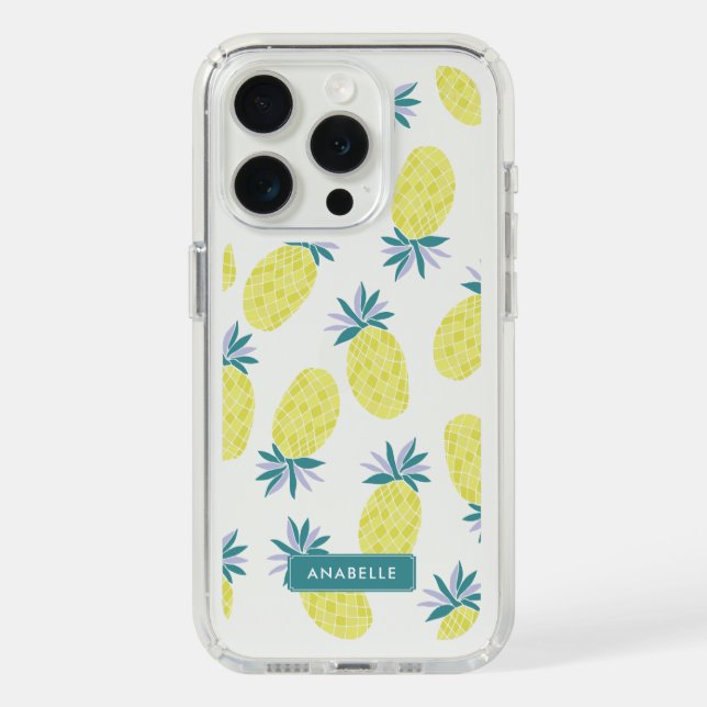 Girly Yellow Pineapples Pattern Speck iPhone Case (Front (White Titanium))