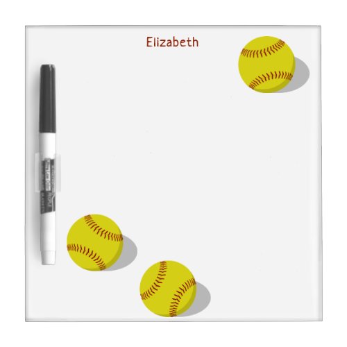 girly yellow softball sports personalized dry erase board