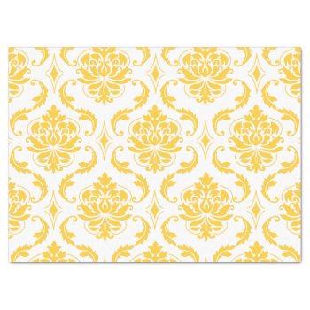 Girly Yellow White Vintage Damask Pattern Tissue Paper by DamaskGallery at Zazzle