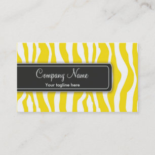 Girly Yellow Zebra Print Business Card