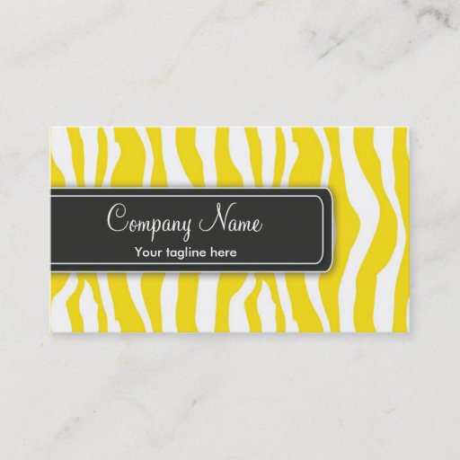 Customizable Girly Yellow Zebra Print Business Card