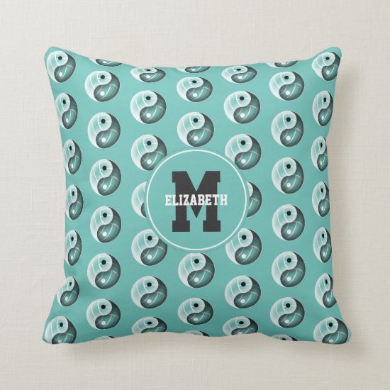 girly yin yang volleyball decor teal or ANY color Throw Pillow