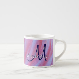 Girly Zebra Abstract Cute Pink Purple Monogram Espresso Cup