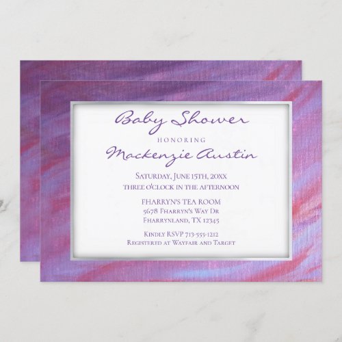 Girly Zebra Abstract  Pink Purple Baby Shower Invitation