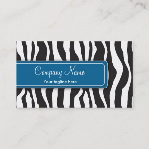 Girly Zebra Print Business Card in Blue