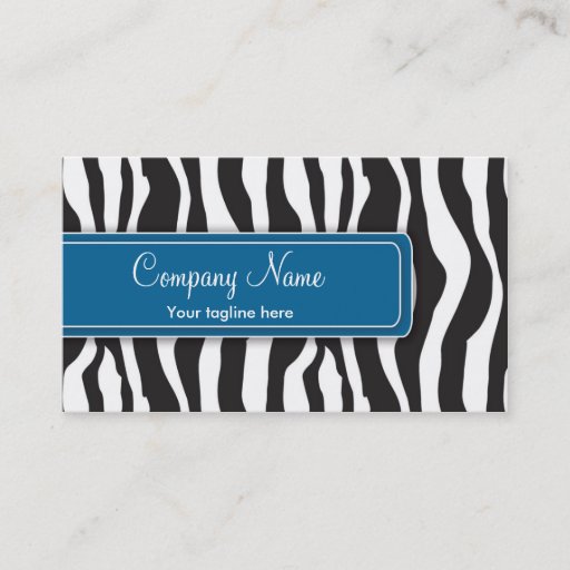 Customizable Girly Zebra Print Business Card in Blue
