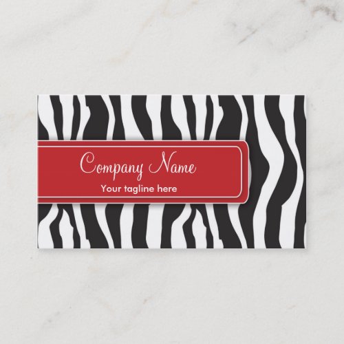 Girly Zebra Print Business Card in Red