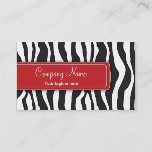 Customizable Girly Zebra Print Business Card in Red