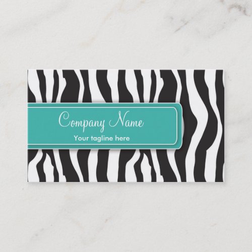 Girly Zebra Print Business Card in Teal