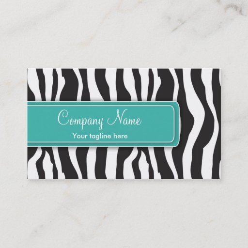 Customizable Girly Zebra Print Business Card in Teal