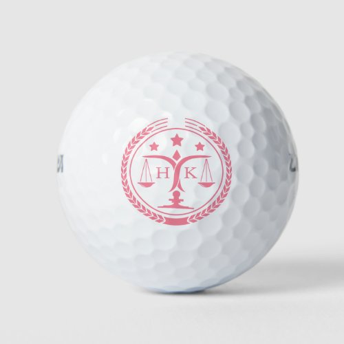 GirlyPink Justice Logo Monogram Golf Balls