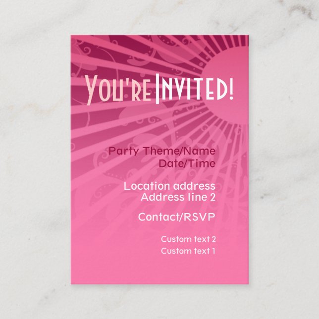 GirlyRays Party Invite Card (Front)