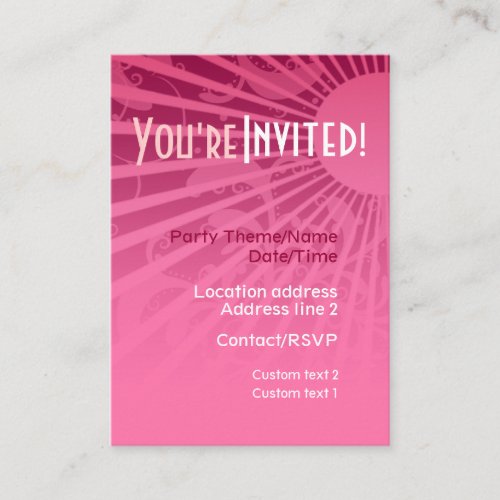 GirlyRays Party Invite Card
