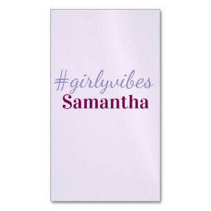 Girlyvibes hashtag light purple pink female vibes business card magnet