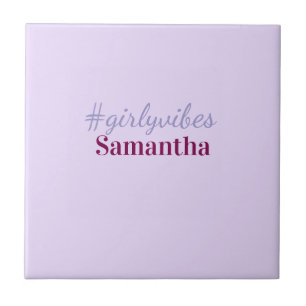 Girlyvibes hashtag light purple pink female vibes ceramic tile