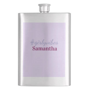 Girlyvibes hashtag light purple pink female vibes flask