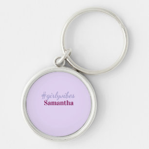 Girlyvibes hashtag light purple pink female vibes keychain
