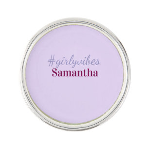 Girlyvibes hashtag light purple pink female vibes lapel pin