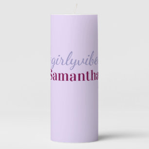 Girlyvibes hashtag light purple pink female vibes pillar candle
