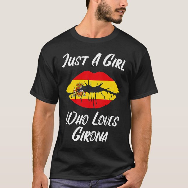 Girona Lips Mouth Love Spanish Flag T-Shirt (Front)