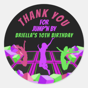 Girs Trampoline Park Thank You Classic Round Sticker
