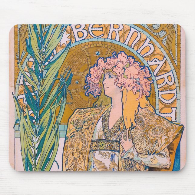 Gismonda, Sarah Bernhardt, Mucha Mouse Pad (Front)