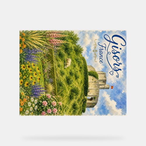 Gisors France Chateau Normandy watercolor Acrylic Sign