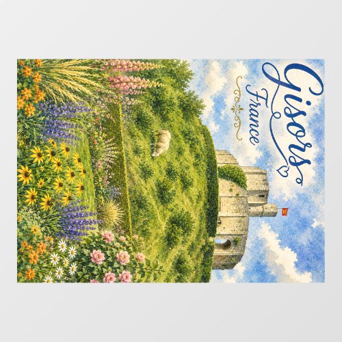 Gisors France Chateau Normandy watercolor Window Cling
