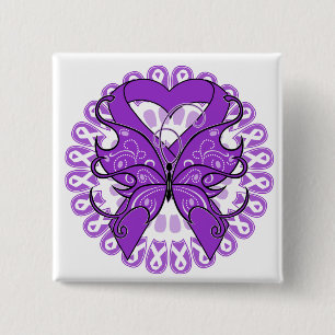 GIST Cancer Butterfly Circle of Ribbons Pinback Button