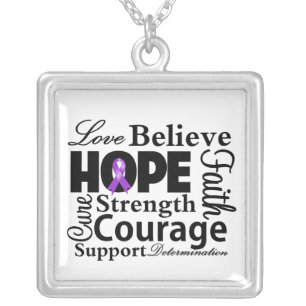 GIST Cancer Collage of Hope Silver Plated Necklace