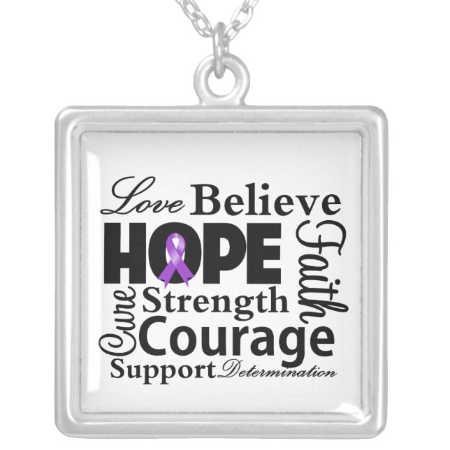GIST Cancer Collage of Hope Silver Plated Necklace (Front)