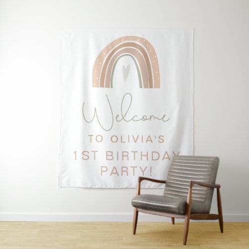 GITA Pastel Rainbow 1st Birthday Welcome Sign  Tap Tapestry