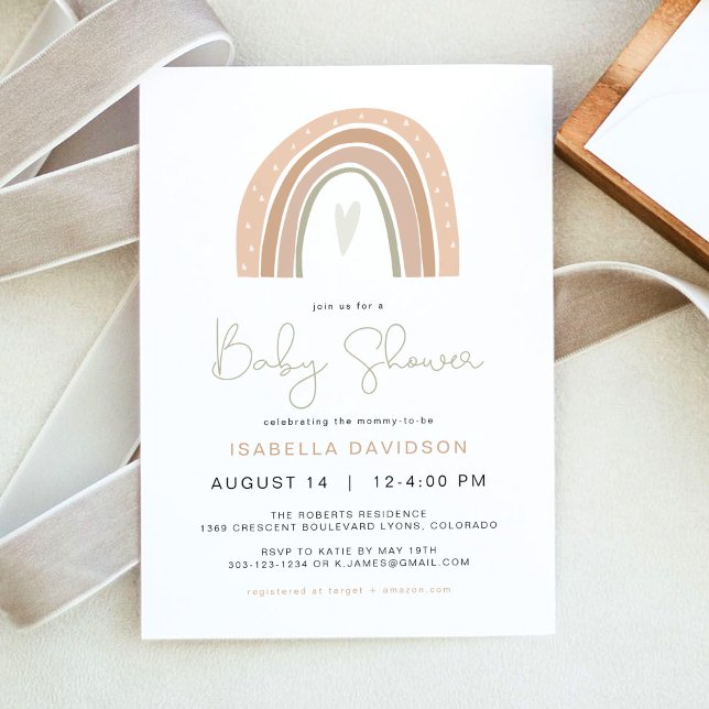 GITA Pastel Rainbow Baby Shower  Invitation (Creator Uploaded)