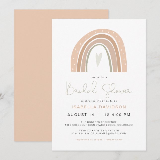 GITA Pastel Rainbow Bridal Shower Invitation (Front/Back)