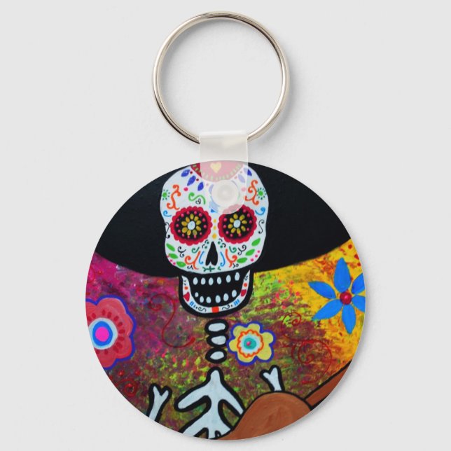 Gitarero Serenata Dia de los Muertos Keychain (Front)