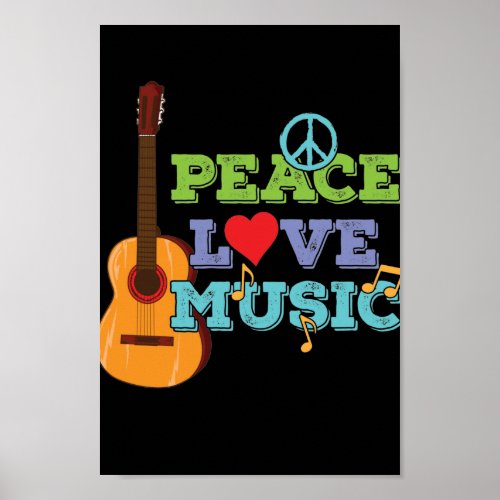 Gitarre Peace Love Music Poster